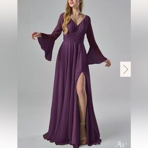 Chic Long Sleeve Grape Purple Formal Dress